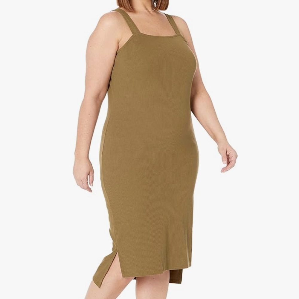 The Drop Olive Green Sleeveless Midi Dress 4x